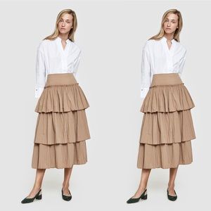 Need Supply Farrow Tiered Ruffle Khaki Tan Skirt
